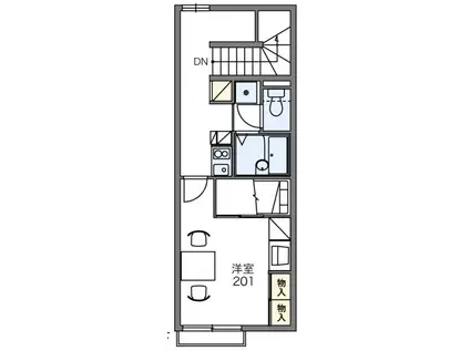 レオパレス新町II(1K/1階)の間取り写真