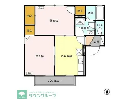 ディアコートII(2LDK/2階)の間取り写真