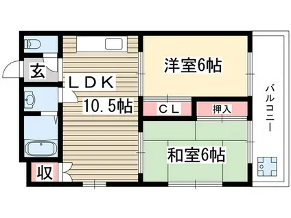 京和コーポ(2LDK/3階)の間取り写真