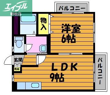 グランティーア(1LDK/3階)の間取り写真