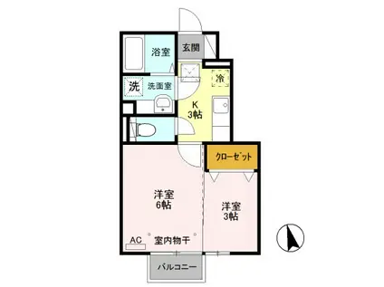 D-ROOM ディアコート エヌ 102(2K/1階)の間取り写真