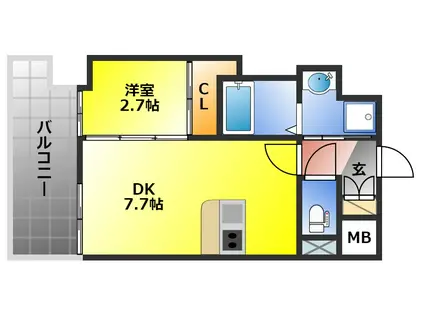 RESIDENCE花畑(1DK/3階)の間取り写真