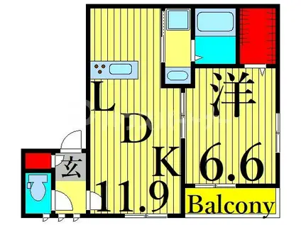 BELLWOOD町屋(1LDK/2階)の間取り写真
