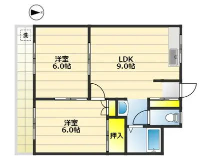 真ハイム(2LDK/3階)の間取り写真