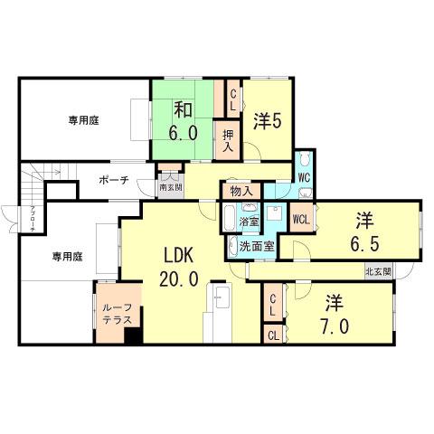 ジークレフ高羽2番館(4LDK/1階)の間取り写真