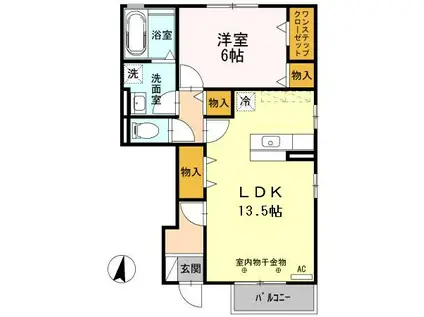 セジュールSHOWMEI(1LDK/1階)の間取り写真