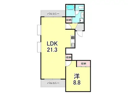 稲葉荘マンション(1LDK/5階)の間取り写真