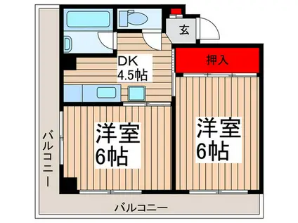 大栄マンション4階(2DK/4階)の間取り写真