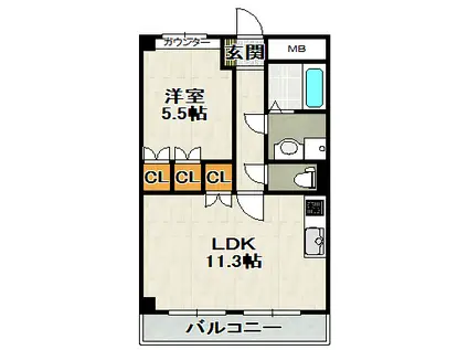 コスモ・ファントム(1LDK/1階)の間取り写真