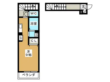 ラークエイメイ(ワンルーム/2階)の間取り写真