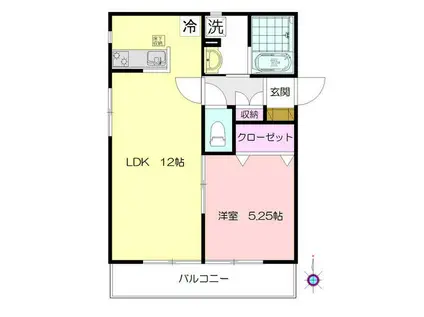 シャルール(1LDK/1階)の間取り写真