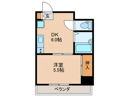 田丸ビル(1DK/4階)の間取り写真