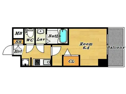 エステムコート梅田北2ゼニス(1K/8階)の間取り写真