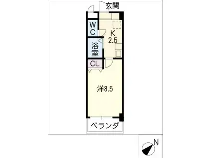 ラヴィエ・セゾンII(1K/1階)の間取り写真