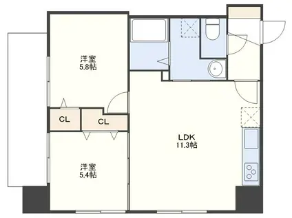 SOLATO GARDEN(2LDK/4階)の間取り写真