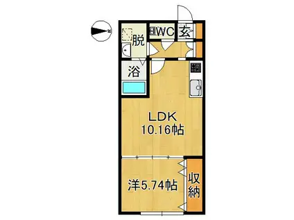 ピュアハウス山王B(1LDK/1階)の間取り写真