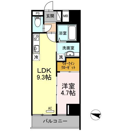 アロフト(1LDK/6階)の間取り写真
