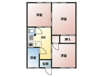 津浦アパート(3DK/2階)の間取り写真