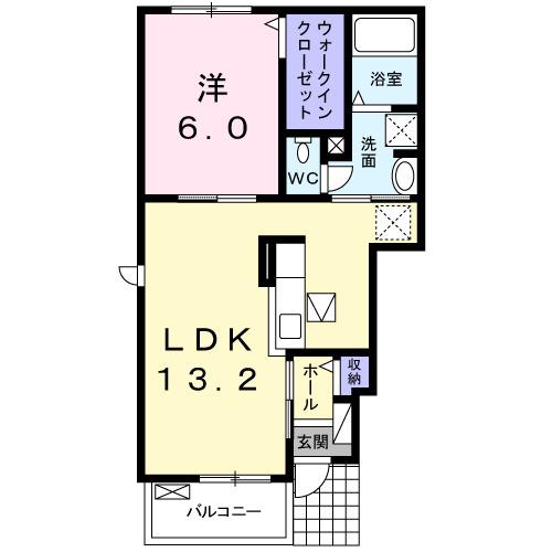 アクティフ笹賀(1LDK/1階)の間取り写真
