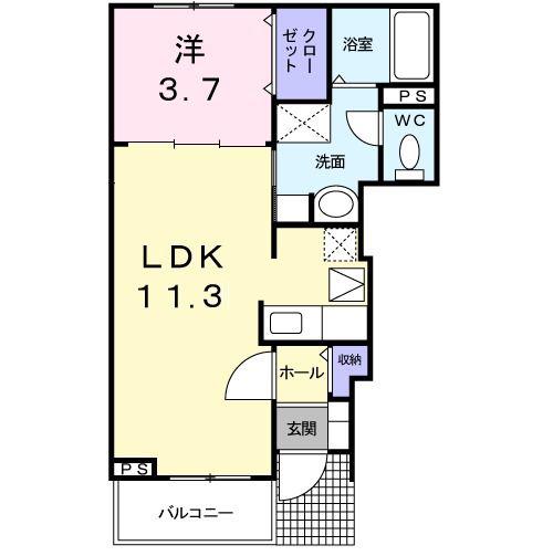 ソレイユT・D(1LDK/1階)の間取り写真