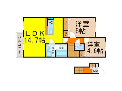 リマーレ道徳(2LDK/2階)の間取り写真