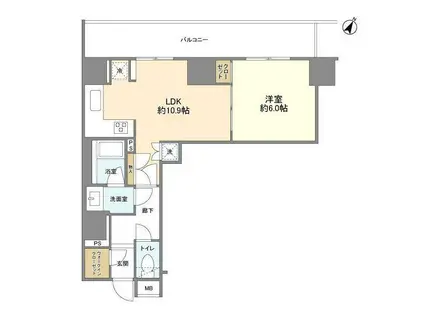 グランスイート日本橋人形町(1LDK/6階)の間取り写真