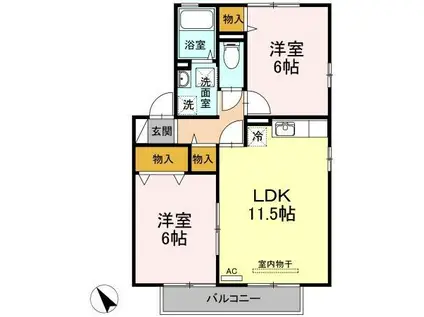 インペリアル神原C(2LDK/2階)の間取り写真