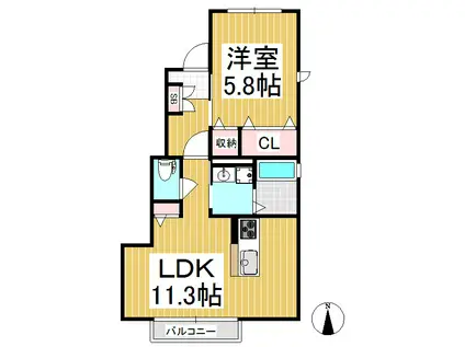 LA MAISON(1LDK/1階)の間取り写真