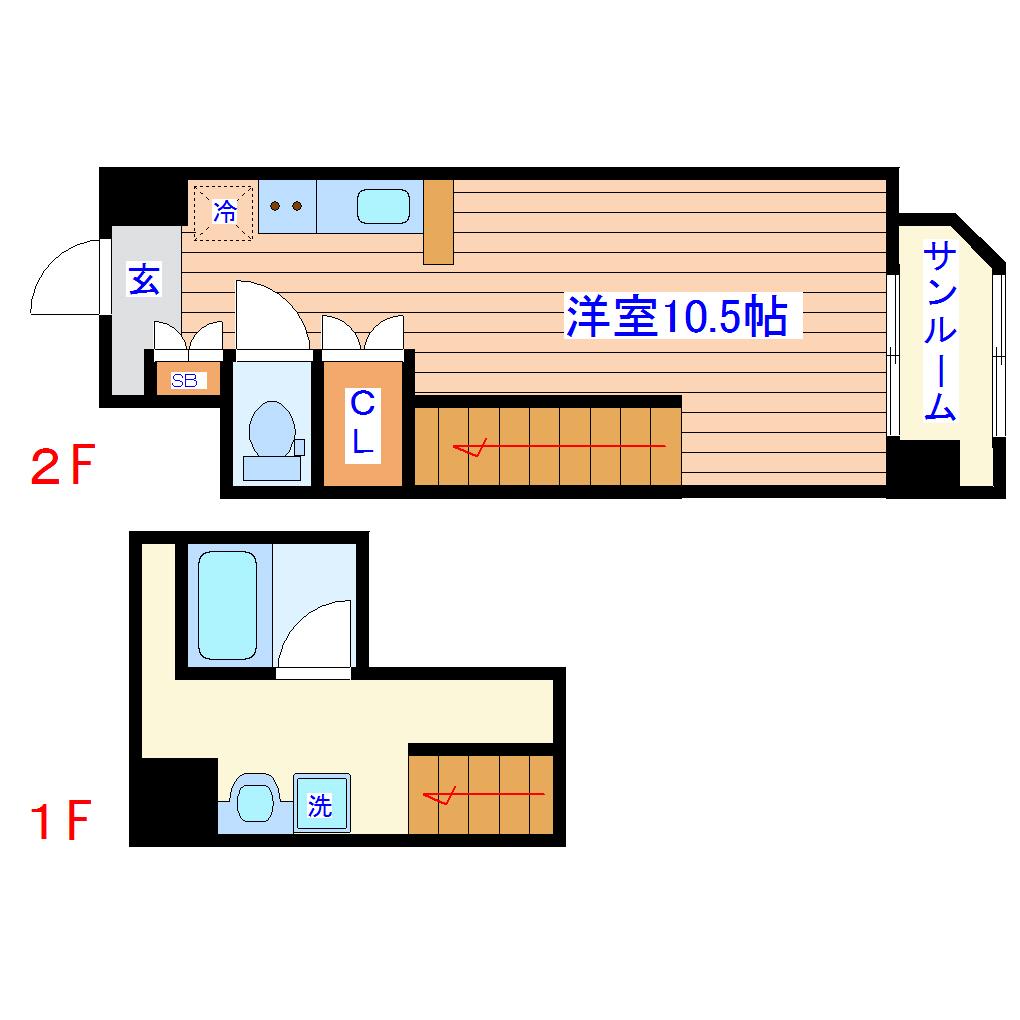 サンボルグなかくら(ワンルーム/3階)の間取り写真