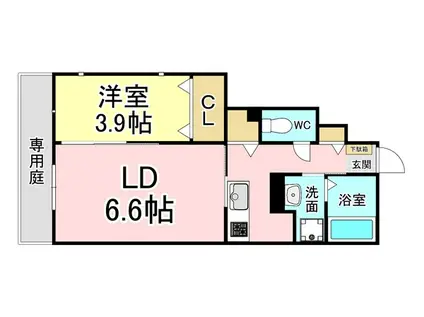 YOURMAISON社ノ木(1LDK/1階)の間取り写真