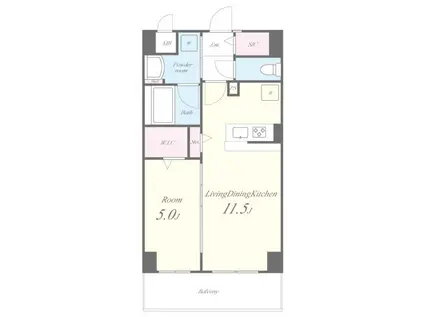 ルアナ北梅田(1LDK/2階)の間取り写真