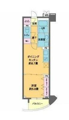 カスタリア池袋(1LDK/4階)の間取り写真
