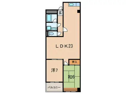 ブリージェ朝日ヶ丘(2LDK/4階)の間取り写真