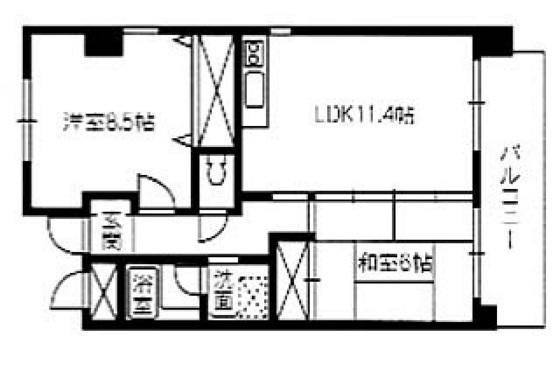 エスコモド18(2LDK/3階)の間取り写真