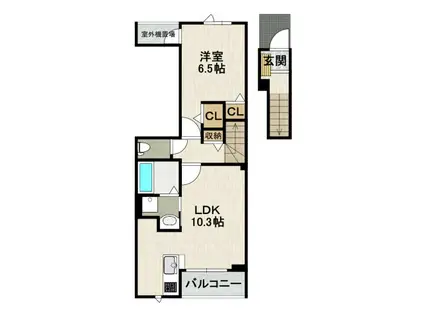 EXCEED宝塚(1LDK/2階)の間取り写真