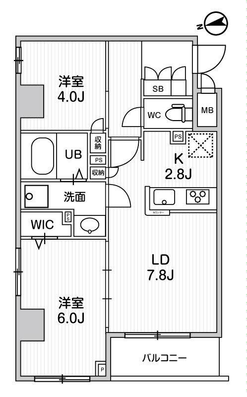 ALIVIS中野(2LDK/1階)の間取り写真