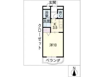 アメリアコート福野(1K/3階)の間取り写真