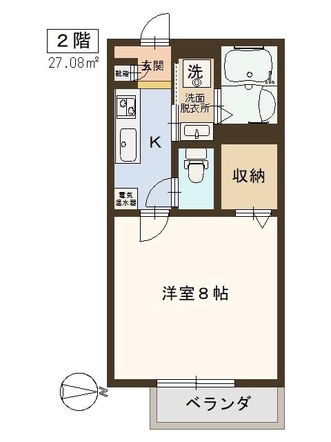 エルメゾン フルール(1K/2階)の間取り写真