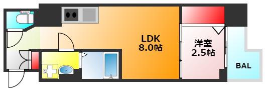 セレニテ難波プリエ(1LDK/14階)の間取り写真