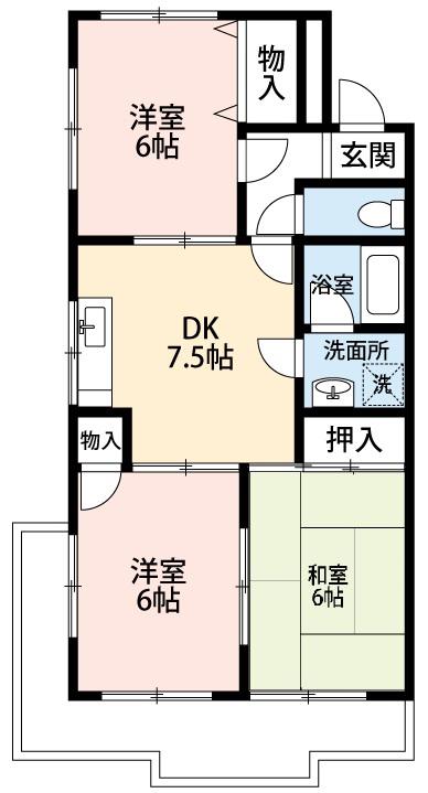 ハイツリッチモンドA棟(3DK/3階)の間取り写真