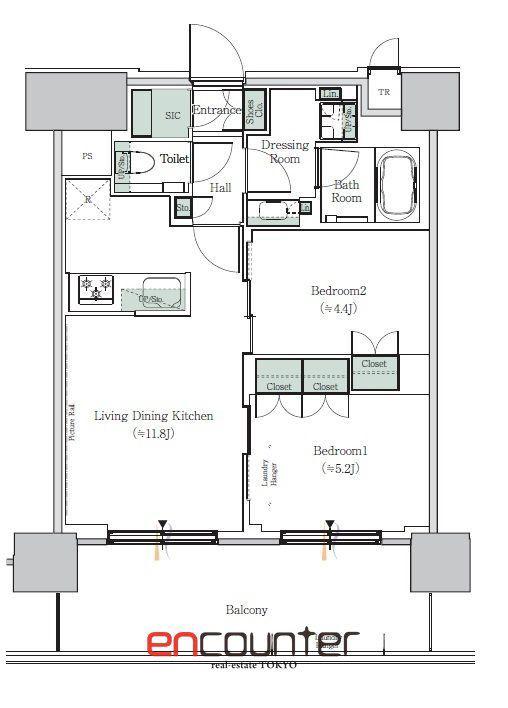 ONE ROOF RESIDENCE NISHI NIPPORI(2LDK/14階)の間取り写真