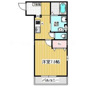 KTIレジデンス若江岩田(1K/1階)の間取り写真