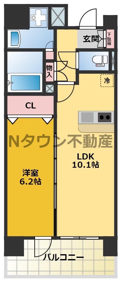 プレサンス丸の内リラティ(1LDK/9階)の間取り写真