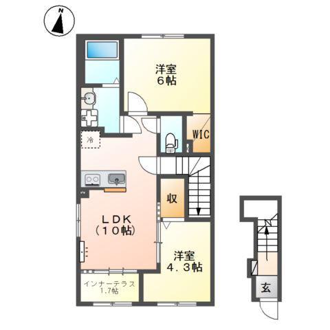 ＪＲ日豊本線 宮崎駅 バス乗車時間：15分 最寄りバス停で下車 徒歩6分 2階建 新築(2LDK/2階)の間取り写真