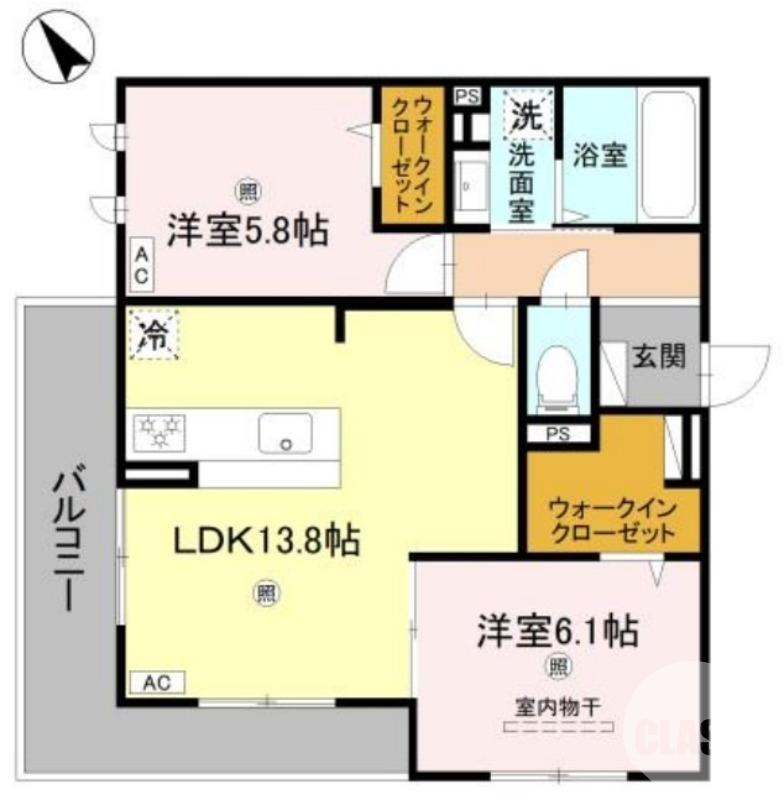 PORTO SERENO(2LDK/3階)の間取り写真