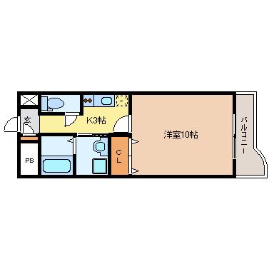 サンシーブル八乙女(1K/4階)の間取り写真