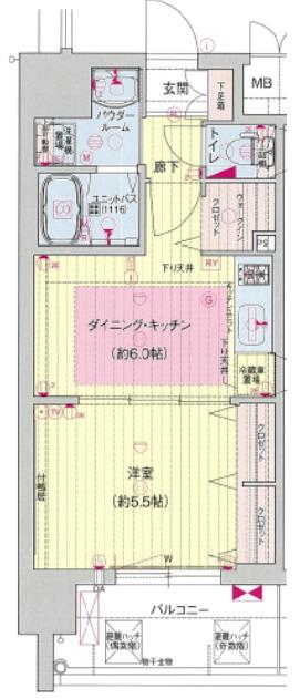 プレサンス梅田東アルファ(1DK/4階)の間取り写真