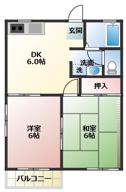サンコーポ中山(2DK/1階)の間取り写真