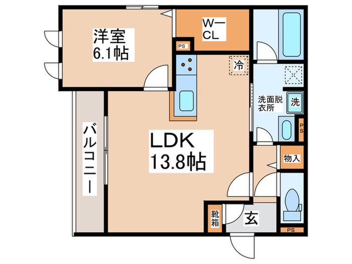 クラシスト東粉浜ウエスト(1LDK/1階)の間取り写真