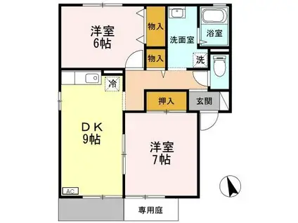 セピアコートB(2LDK/1階)の間取り写真